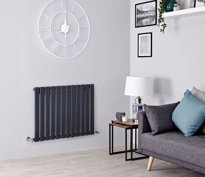 Milano Alpha Anthracite Horizontal Flat Panel Designer Radiator